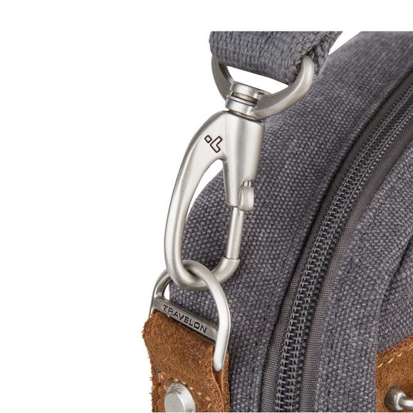 Travelon Heritage Anti-Theft Tour Bag Crossbody, Gray,RFID Travel Purse - Picture 4 of 16
